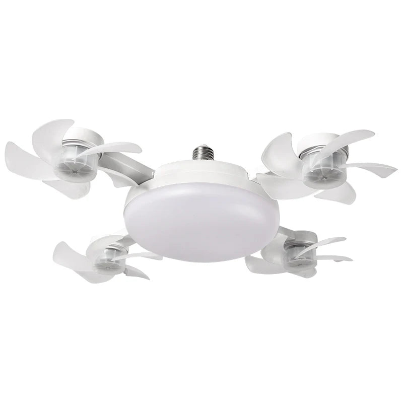 Socket Fan Light with Remote Control, 3 Colour Temperatures, 3 wind speeds, 4 Head