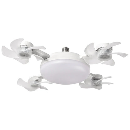 Socket Fan Light with Remote Control, 3 Colour Temperatures, 3 wind speeds, 4 Head