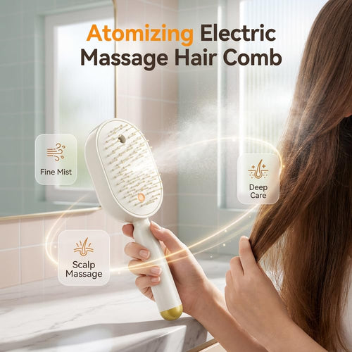 Electric Spray air Cushion Massage Comb, 3-in-1 Electric Mist Spray Hair Brush