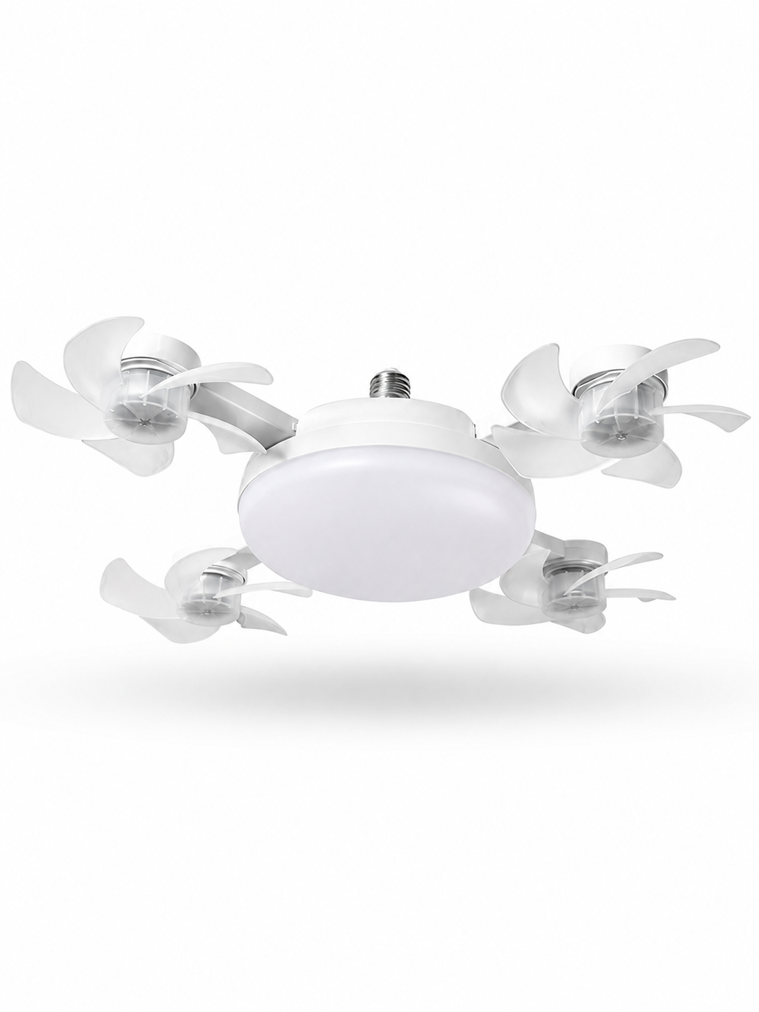 Socket Fan Light with Remote Control, 3 Colour Temperatures, 3 wind speeds, 4 Head