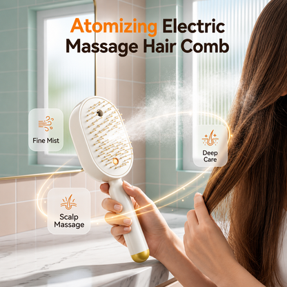 Electric Spray air Cushion Massage Comb, 3-in-1 Electric Mist Spray Hair Brush