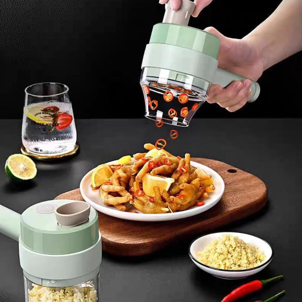 4In1 Electric Vegetable Cutter Set Handheld Wireless