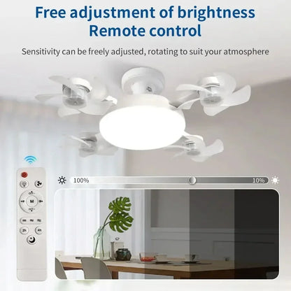 Socket Fan Light with Remote Control, 3 Colour Temperatures, 3 wind speeds, 4 Head