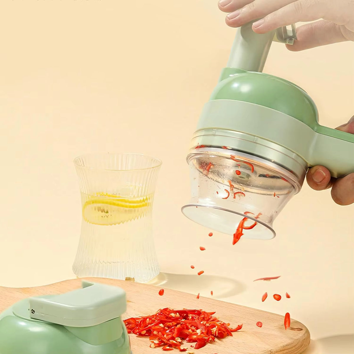 4In1 Electric Vegetable Cutter Set Handheld Wireless