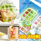 Large Capacity Ice Cube Maker Water Bottle Silicone Tray with Straw for Juice Beverage Cooling Stackable Design Durable Plastic