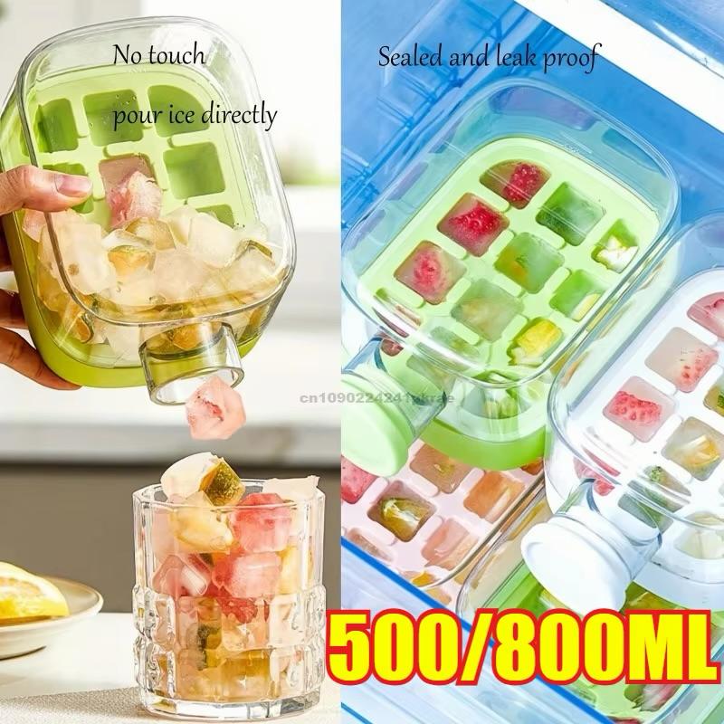Large Capacity Ice Cube Maker Water Bottle Silicone Tray with Straw for Juice Beverage Cooling Stackable Design Durable Plastic