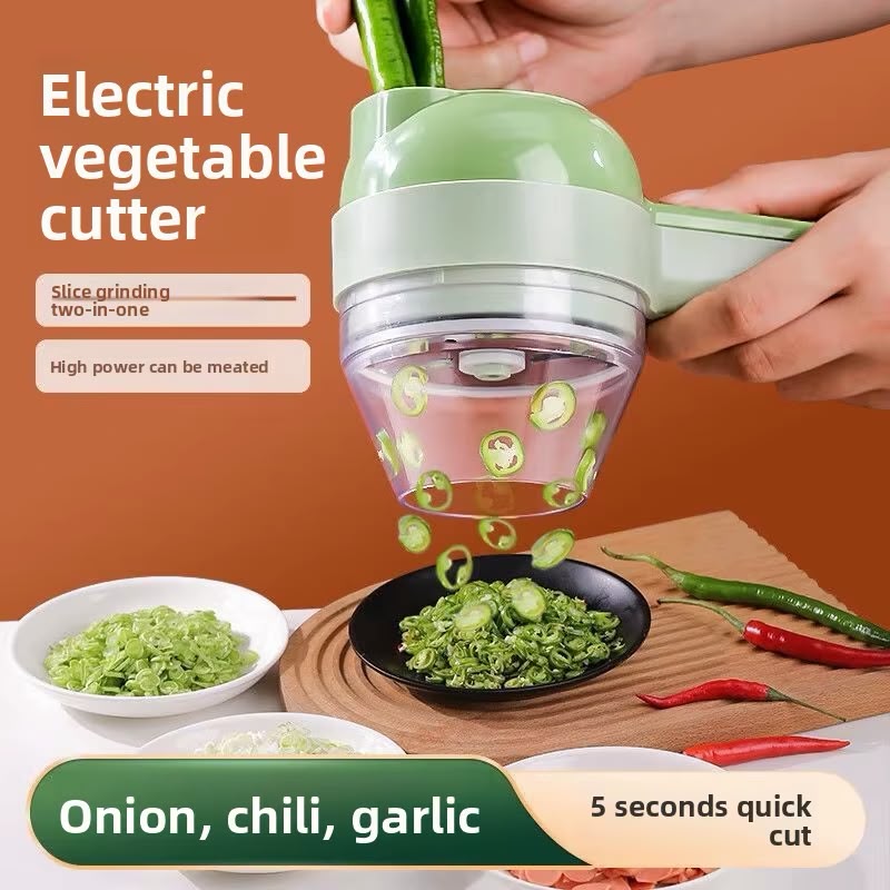 4In1 Electric Vegetable Cutter Set Handheld Wireless