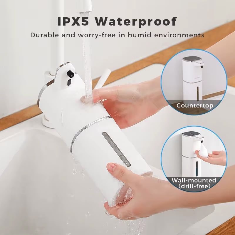 Induction Hand Sanitizer, Automatic Liquid Soap Dispenser, Foam Hand Washing Machine, 400ml Liquid Rechargeable Bathroom Hand Sa