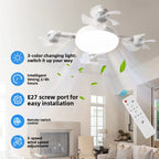Socket Fan Light with Remote Control, 3 Colour Temperatures, 3 wind speeds, 4 Head