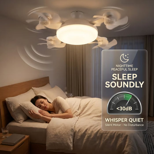 Socket Fan Light with Remote Control, 3 Colour Temperatures, 3 wind speeds, 4 Head